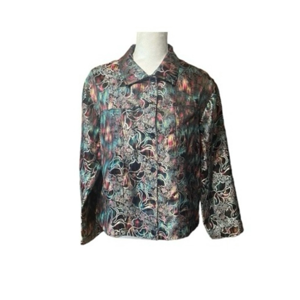 Chico’s Metallic‎ Silk Floral Lightweight Jacket